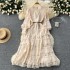 High end elegant dress for women 2024 new style palace style retro heavy industry hollow lace patchwork French dress