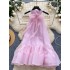 Eugen chiffon fluffy fairy dress summer outfit new sweet bow tie tie hanging neck sleeveless vacation dress for women