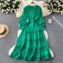 High end elegant dress for women 2024 new style palace style retro heavy industry hollow lace patchwork French dress