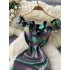 Evening gown for women, high-end and exquisite one shoulder three-dimensional lace cinching waist slimming color sequin slit dress