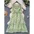 High end temperament dress for women in autumn, new French retro patchwork fake two-piece floral waist cinching slimming dress