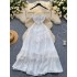 Temperament dress, women's summer new style, sexy hollow out backless lace up, high waist slimming, big swing, gentle style suspender skirt