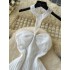 Fairy style dress for women in summer, sexy strapless, neck hanging, suspender, high waist, slimming effect, A-line pleated chiffon vacation long dress