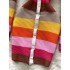 Early Autumn New Rainbow Stripe Splicing Knitted Dress for Women, with a Girlfriend Style, cinched waist and slimming effect, single breasted short skirt