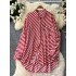 European and American style top for women's autumn collection, versatile for commuting, lazy, loose, slimming, medium to long striped shirt