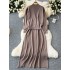 Korean Dongdaemun casual two-piece set for women, versatile, loose, medium to long knitted vest dress+cover sweater