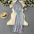 Ladies' high-end knitted suit with polka dot round neck short sleeved top and mid to long slit sweater skirt