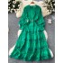 High end elegant dress for women 2024 new style palace style retro heavy industry hollow lace patchwork French dress