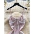 French style design with lace and lace straps, floral dress, women's summer high waist slimming chiffon dress, long skirt