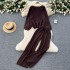 Autumn and winter new lazy style pullover versatile knitted sweater women's two-piece set high waist casual wide leg pants long pants