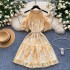 Sweet French dress for women with gentle style, heavy studded beads and diamonds, off the shoulder and waist, shiny and sparkling ruffle edge chiffon skirt