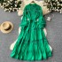 French retro palace style dress 2024 new heavy industry hollow lace splicing waist cinching long skirt