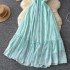 Super fairy temperament dress for women in summer, with a sense of luxury. Twisted knot, strapless, neck hanging, suspender, high waist, slimming, gentle and stylish long skirt