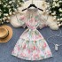 Sweet French dress for women with gentle style, heavy studded beads and diamonds, off the shoulder and waist, shiny and sparkling ruffle edge chiffon skirt