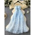 Gentle Wind Heavy Industry Embroidered Bead Set Diamond Strap Skirt Skirt for Women to Look Thin and Elegant Super Fairy Mesh Cake Dress