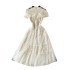 French high-end sequin embroidery lace patchwork ruffle edge mesh transparent fluffy fairy dress dress