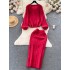 Korean Drama Suit Women's Autumn Winter New Vintage Fried Dough Twists Cardigan Coat Versatile Half Skirt Two Piece Skirt