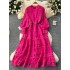 High end elegant dress for women 2024 new style palace style retro heavy industry hollow lace patchwork French dress