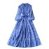 Light luxury French high-end lantern sleeve dress for women in summer, lace patchwork straps for slimming design, elegant long skirt