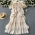 French retro palace style dress 2024 new heavy industry hollow lace splicing waist cinching long skirt