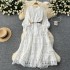 High end elegant dress for women 2024 new style palace style retro heavy industry hollow lace patchwork French dress