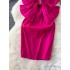 Birthday party party party small gift dress, European and American sexy hollow out three-dimensional big bow, waist cinching slimming suspender dress