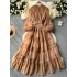 Light luxury French high-end lantern sleeve dress for women in summer, lace patchwork straps for slimming design, elegant long skirt