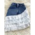 Xiaoxiang style denim suit women's summer lace doll collar sleeveless short top+irregular hip hugging skirt