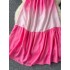 Atmosphere inspired vacation dress for women, French sweet gradient color, one shoulder lotus leaf edge, cinched waist to show off weight, big swing long skirt