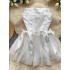 Birthday party small gift dress design sense bow tie tie waist cinching slimming sleeveless strapless mesh puffy dress