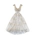 Sweet and gentle style design with lace up square neck, small fly sleeves, high waist, slimming wood, big swing at the ear, French dress for women