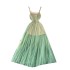 French gentle style atmosphere, mesh fairy dress, summer suspender, waist cinching, slimming, pleating, big swing, fluffy dress