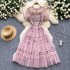 French high-end small dress, female socialite, heavy industry, diamond inlaid, transparent mesh splicing, fluffy cake dress, dress