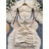 Pure desire storm point suspender dress, women's summer outfit, new design, heart mechanism, pleated lace suspender, strapless, hip hugging, spicy girl dress