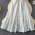 Fairy vacation dress 2024 new gentle style hollow out single breasted sleeveless strapless waist cinching white first love dress