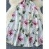 European and American style dress for women 2024 new high-end temperament, waist cinching and slimming fashion printed suspender dress, long skirt