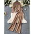 Korean style lazy style with Fried Dough Twists knitting long sleeve pullover sweater+high waist thin wide leg pants autumn and winter two-piece set