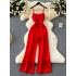 European and American sexy three-dimensional flower strapless camisole jumpsuit women's high-end exquisite waist cinching slimming versatile fashion dress