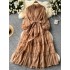 Light luxury French high-end lantern sleeve dress for women in summer, lace patchwork straps for slimming design, elegant long skirt