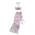 Atmosphere vacation set with feminine temperament, three-dimensional flower strapless hanging neck camisole vest+split ribbon skirt