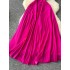 European and American socialite fashion dress with a sense of female design, three-dimensional flower round neck short sleeved high waisted pleated long skirt