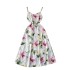 European and American style dress for women 2024 new high-end temperament, waist cinching and slimming fashion printed suspender dress, long skirt