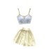 Dopamine summer outfit women's sweet embroidered short camisole vest two-piece set women's high waisted pleated half length skirt