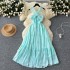 Super fairy temperament dress for women in summer, with a sense of luxury. Twisted knot, strapless, neck hanging, suspender, high waist, slimming, gentle and stylish long skirt