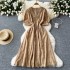 Palace retro elegant dress women's French heavy industry lace splicing heavy industry embroidery high waist slimming fairy long dress