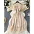 Elegant French style dress with a high-end feel, mid to long style with beaded sequins, embroidered mesh, high waisted and slimming dress