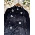 French style women's early autumn new style nail bead sequin embroidered flower single breasted versatile slimming long sleeved satin shirt