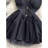 French retro Hepburn style small black dress for women, summer court style waist cinching slimming A-line fluffy suspender flower bud dress