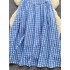 Korean sweet round neck sleeveless plaid dress for women to show off slim temperament, A-line big swing French super fairy first love long dress