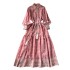 Small niche retro elegant dress for women's clothing, new style French heavy industry embroidery stand collar lantern sleeves, waist cinching large swing long skirt